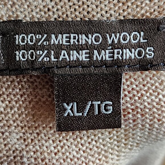 Badgley Mischka Beige 100% Merino Wool Mockneck Sweater - Picture 5 of 5